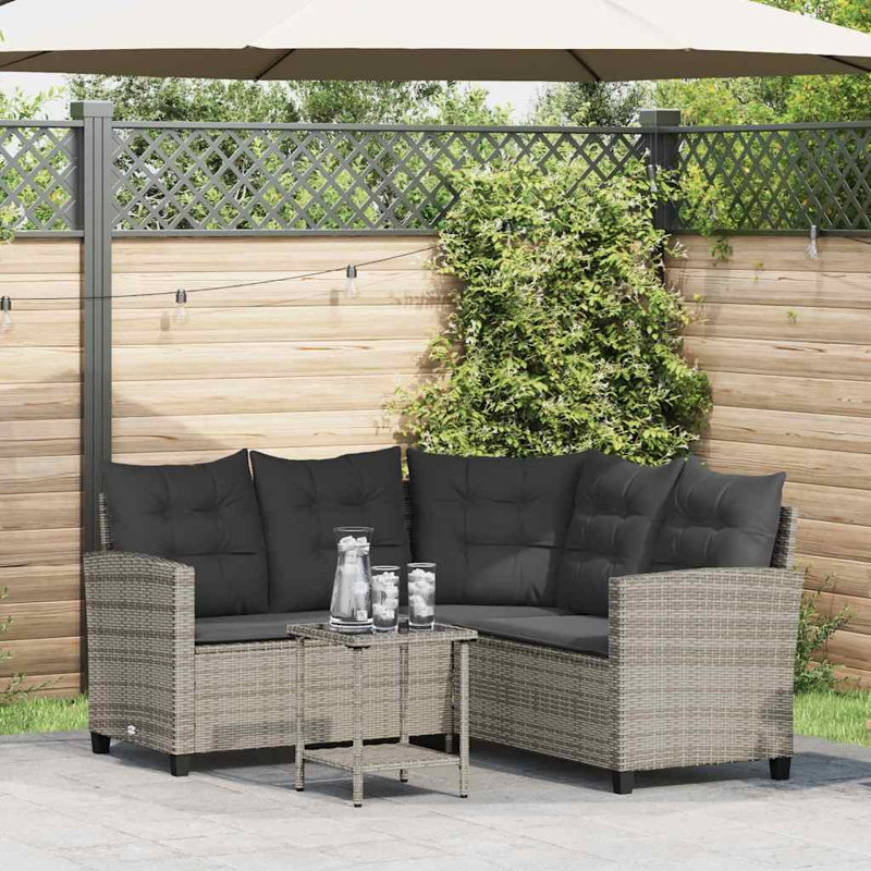  Canapé de jardin gris, rotin PE gris foncé, pieds réglables