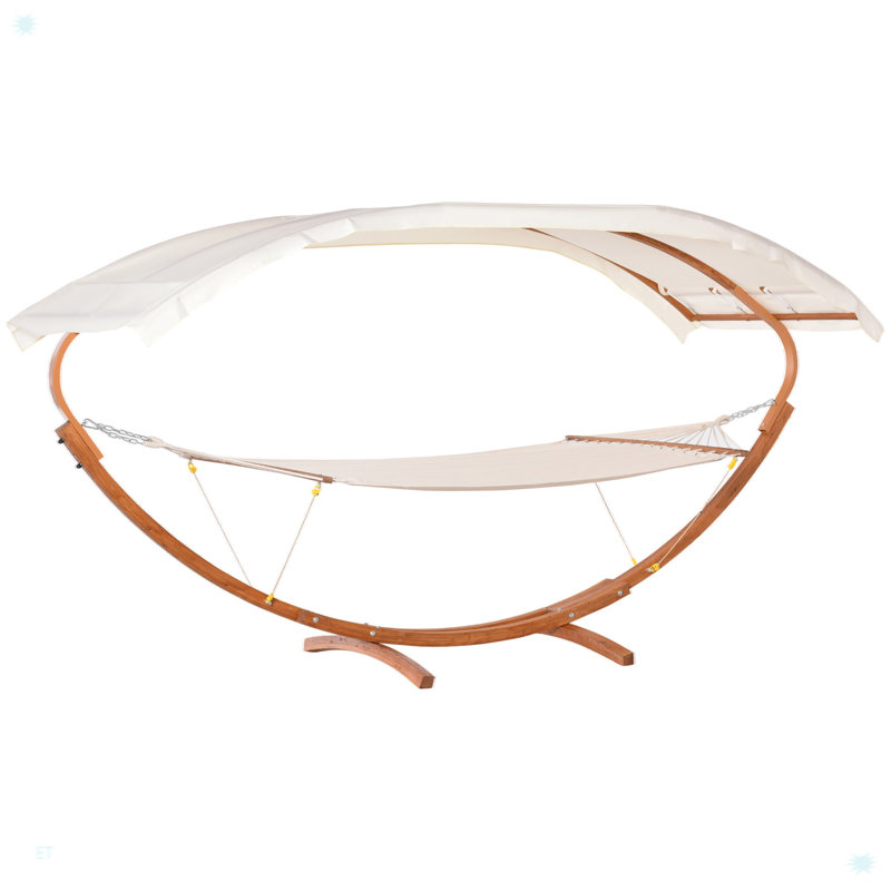Hamac d'extérieur avec support et accessoires, structure en bois robuste