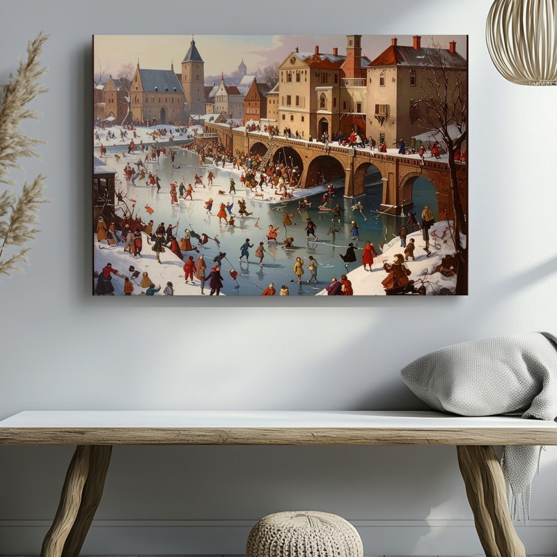 «Winter Village Festival», toile d'art sur toile, H 20 po x l 20 po