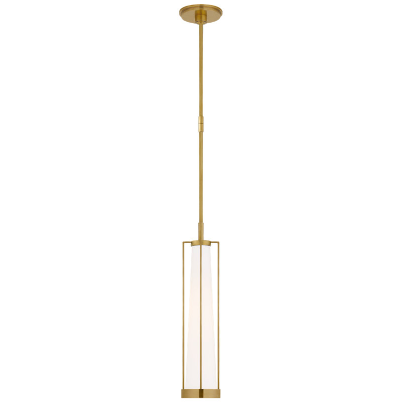 Thomas O'Brien Calix Tall Pendant, Antique Brass, White