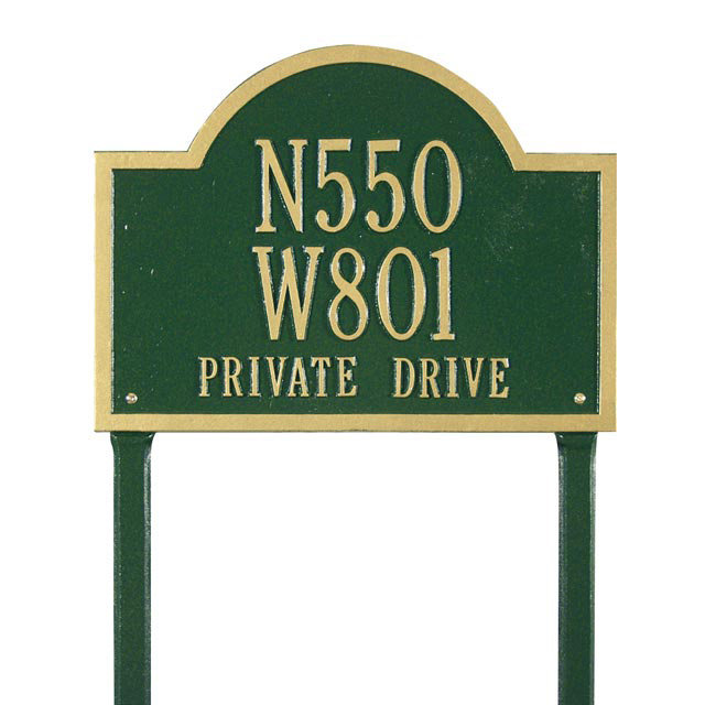 Wisconsin Special 3-Line Lawn Address Sign, Green and Gold, Yes