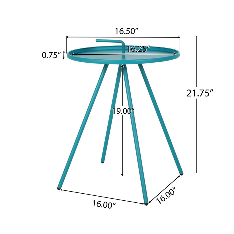 Uniquely designed round side table, Teal