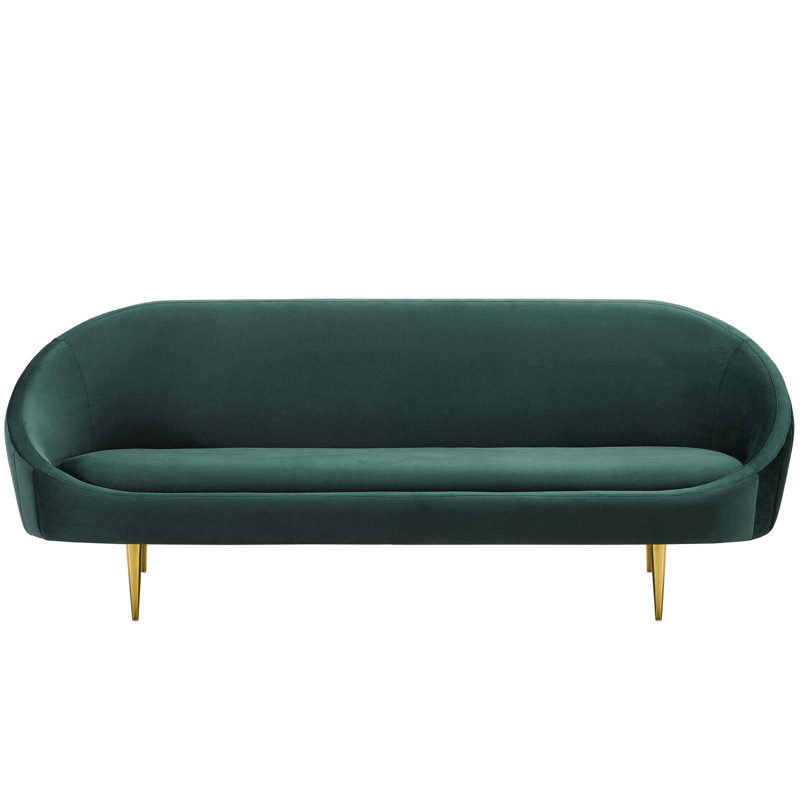 Modway Silver Orchid Perez Vertical-curve Back Sofa, Green Velvet