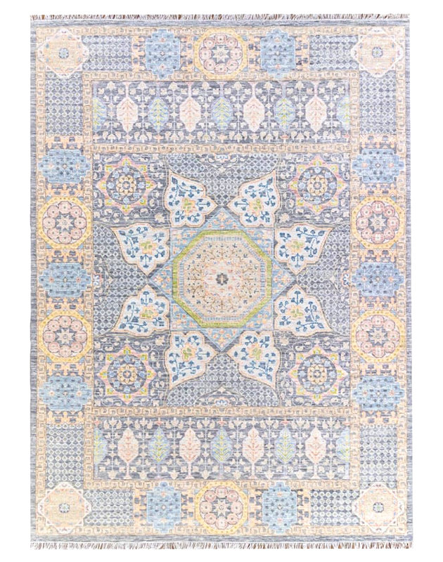 Tapis rectangulaire en laine noué à la main