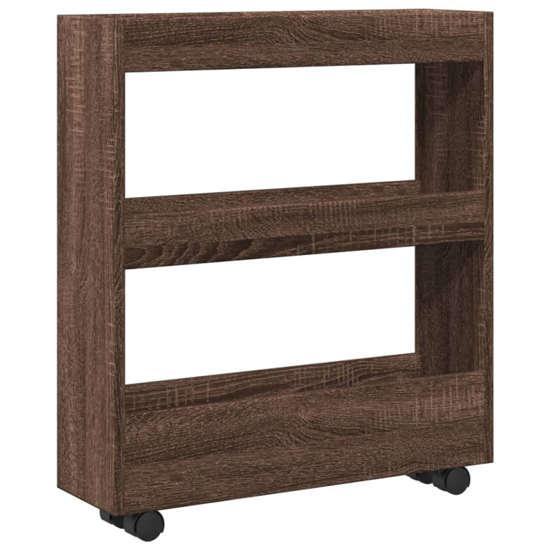 Storage Serving Cart, Brown Oak