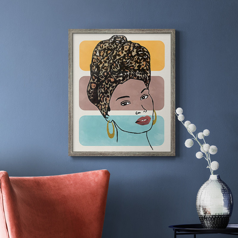 «Head Wrap I», toile encadrée de qualité supérieure - prête à être accrochée, Argent patiné, H 24 po x l 20 po
