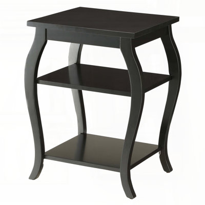 Black 2-Shelf End Table – Cabriole Legs