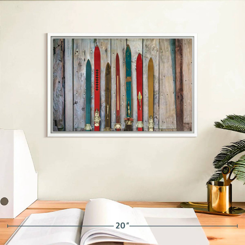 Skis rustiques colorés, Cadre flottant blanc, 13 po x 9 po