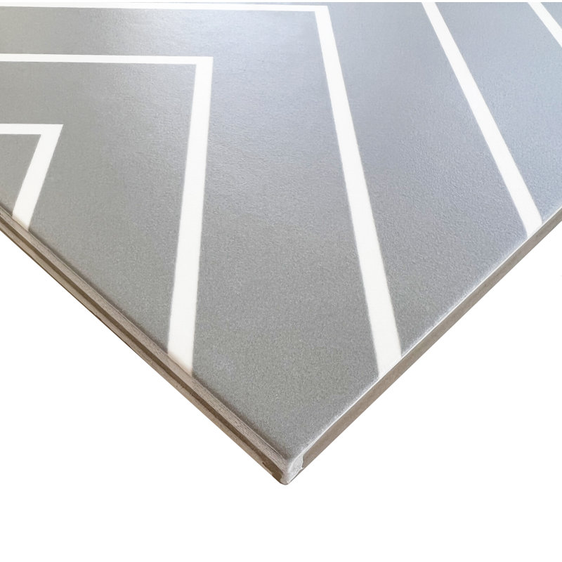 Astoria 8" x 8" Patterned Porcelain Tile, Gris