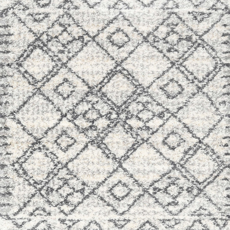 Tapis contemporain beige / blanc, Carré 4 pi