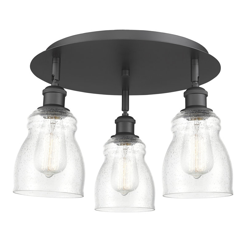 Bernaldino Glass Flush Mount, Seedy, Matte Black
