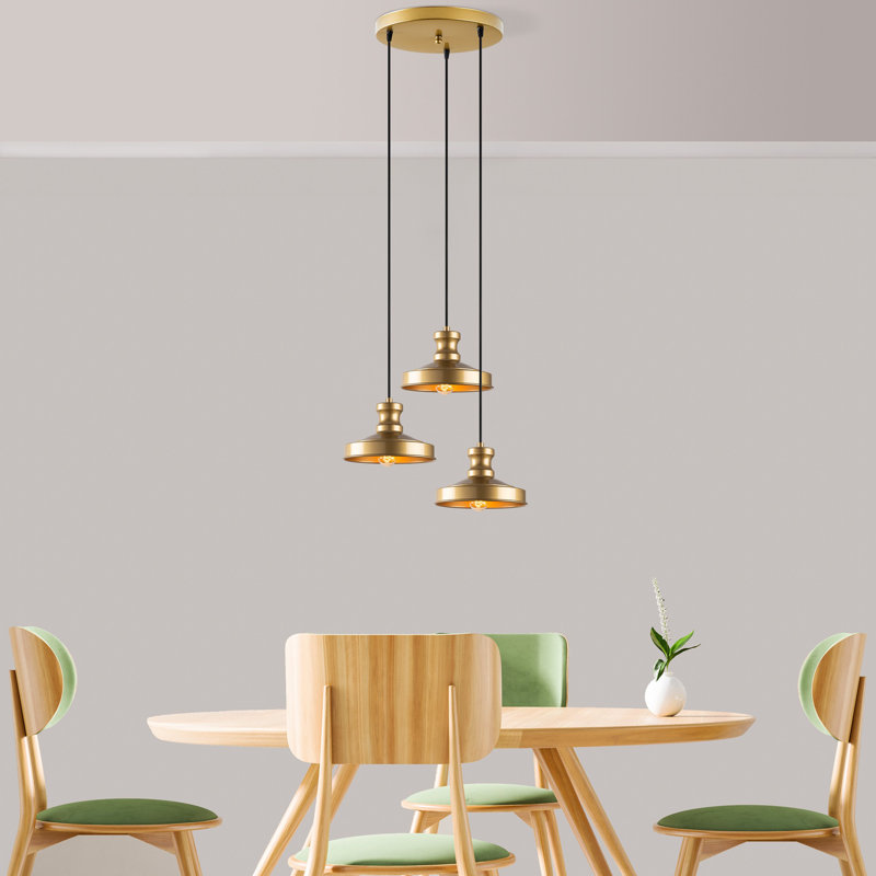 Élégant lustre doré, hauteur réglable 29 - 42,9 pouces | Corps en métal, capuchon de 22 po x 5,1 po | 3 x douille E27 de 40 W maximum (ampoule non incluse) | Parfait pour la salle à manger et les espaces de vie, design moderne et luxueux
