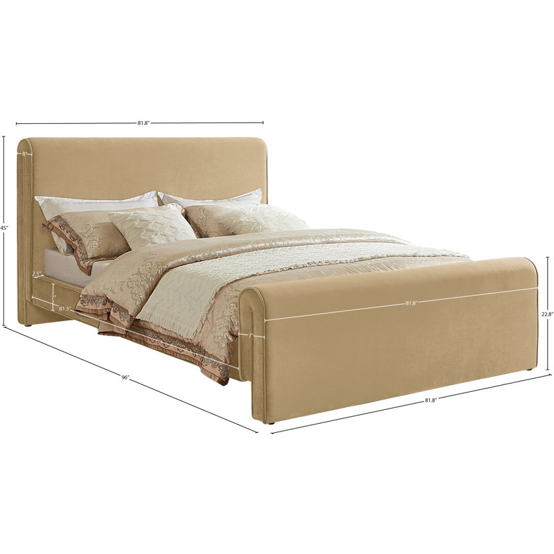 Lit plateforme tapissier Sloan Sadete, Velours brun clair, Très grand lit