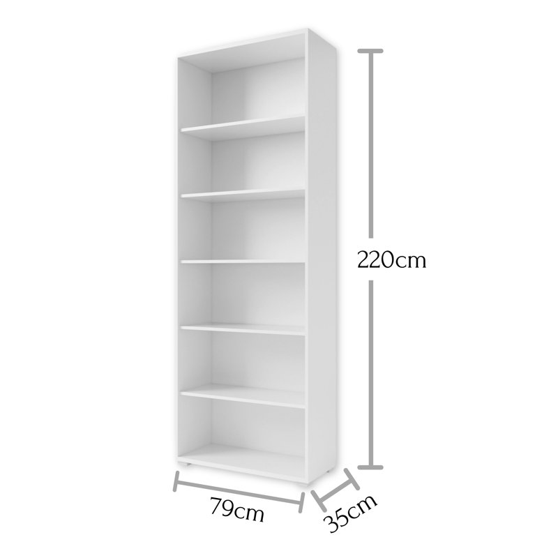 OFFICE LINE 220cm H x 79cm W Engineered Wood Standard Shelf Bookcase, White