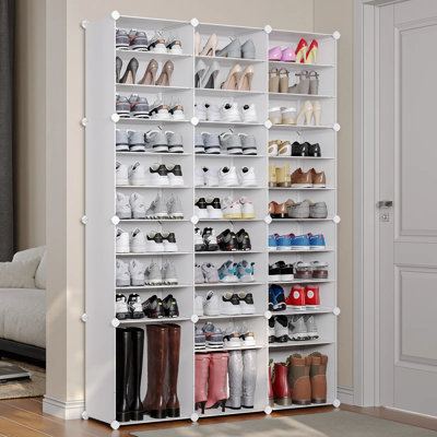 Range-chaussures 72 paires de rangement pour armoire à chaussures, grandes étagères à chaussures pour le salon, blanc