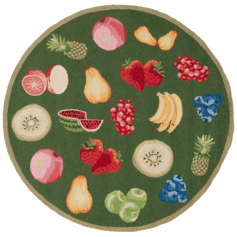 Demitro Hand Hooked Wool Rug, Round 5'6"