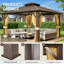 12 Ft. W x 10 Ft. D Outdoor Hardtop Gazebo With Aluminum Frame & Double Galvanized Steel Roof, Heavy Duty Permanent Pavilion With Netting & Curtains For Patio, Lawn, Deck