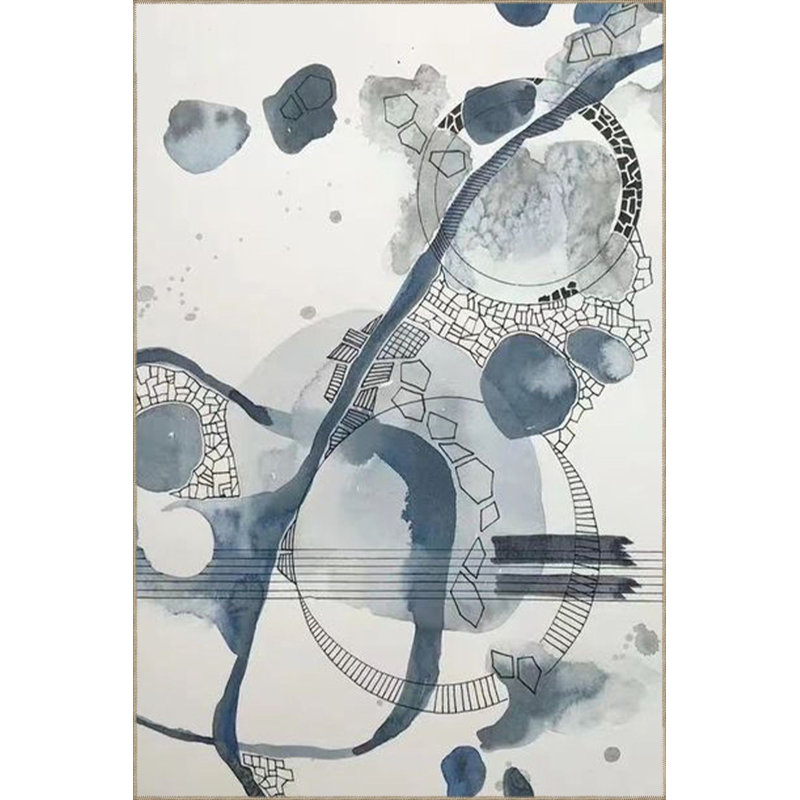 Tapis bleu à motif tissé Creative, Sous-tapis carré 3 pi 3 po inclus