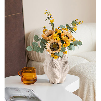 Ceramic Leaf-Shaped Vase, Art Flower Vase