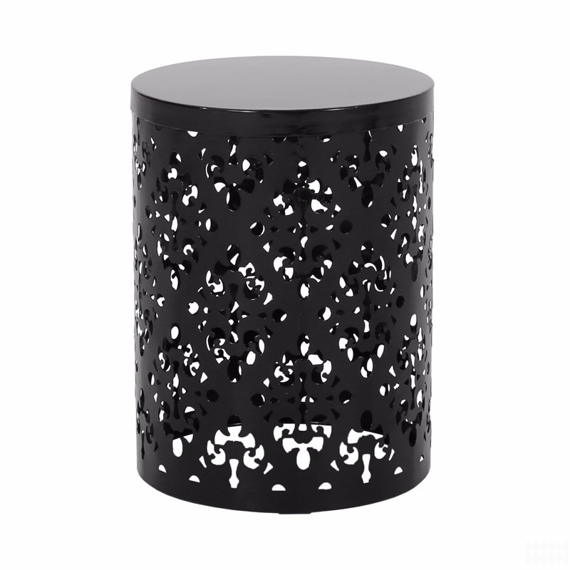 Outdoor Metal End Table, Black