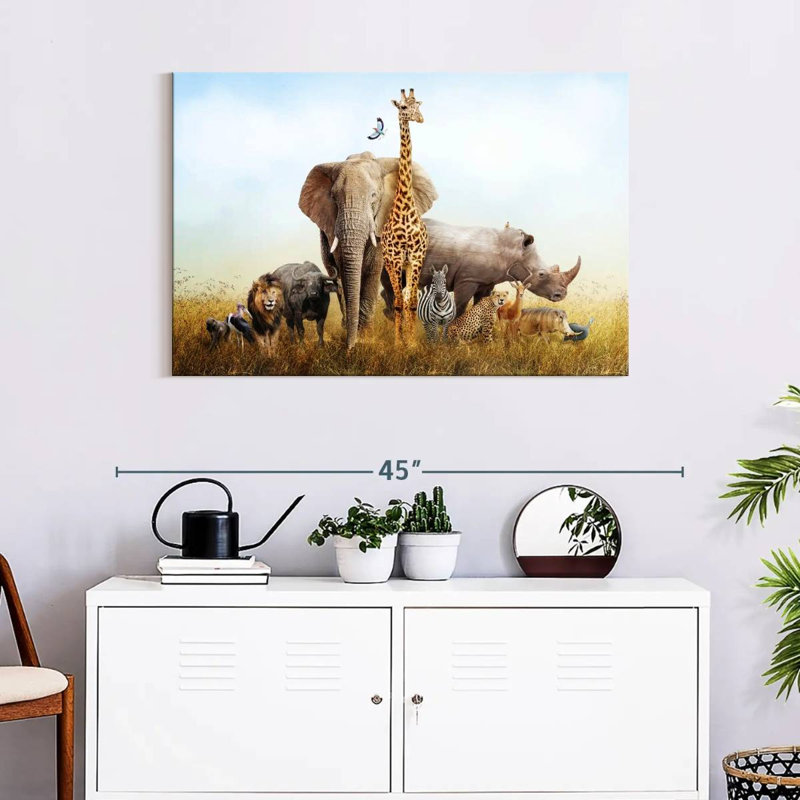Brampt, animaux du safari au Kenya, H 24 po x l 36 po