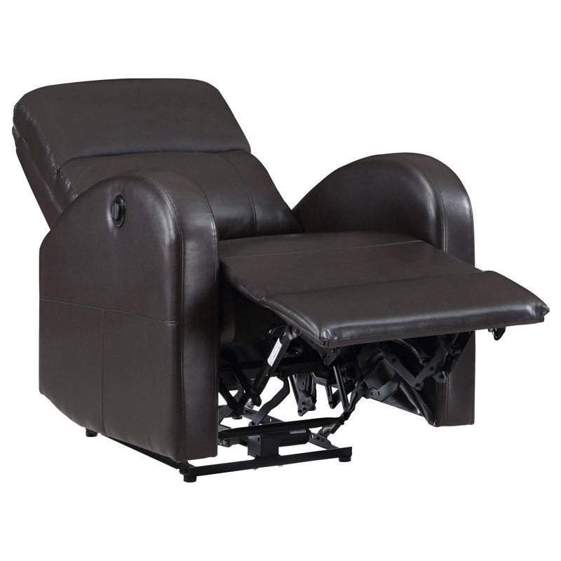 Josephina Upholstered Power Recliner Chair Brown, Brown Faux Leather