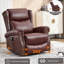 Fauteuil inclinable manuel chauffant à chaleur avec chaise berçante et pivotante en cuir véritable pour le salon, rouge