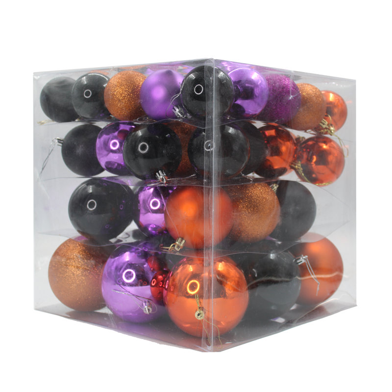 Ensemble d'ornement boule 62 pièces, Mauve / orange / noir