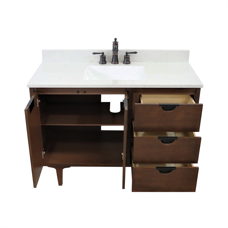 Meuble-lavabo simple 49 po avec comptoir en quartz, Cerise foncée