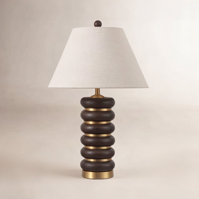 Brea Arani 25 Inch Resin Table Lamp, Dark Brown/Brass