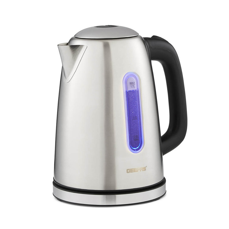 GEEPAS Illuminating Electric Kettle 1.7L Cordless Stainless Steel Jug Kettle 2200W Silver