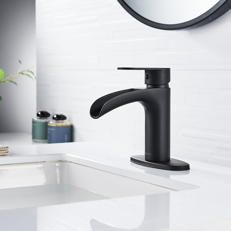 Single Hole Bathroom Faucet with Drain Assembly, Black