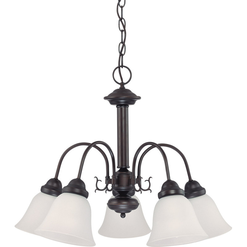 Lustre traditionnel / classique à 5 lumières Turcotte, Blanc, Bronze