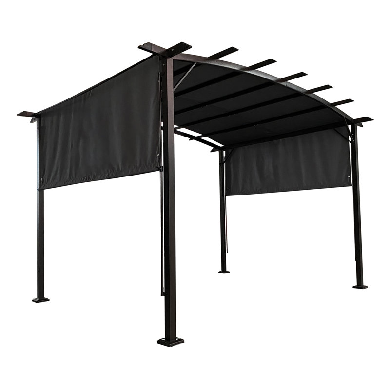 12 pi. L 9 pi. D Pergola en acier avec auvent, gris