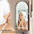 Corner Arched Medicine Cabinet With Mirror,Lighted Medicine Cabinet With 2 Storage Shelf-1006508487