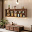Minimalist Retro Brown Paulownia Wood Wall-Mounted Cabinet, Dual-Use Wall/Table Storage Shelf for Kitchen-2136642386