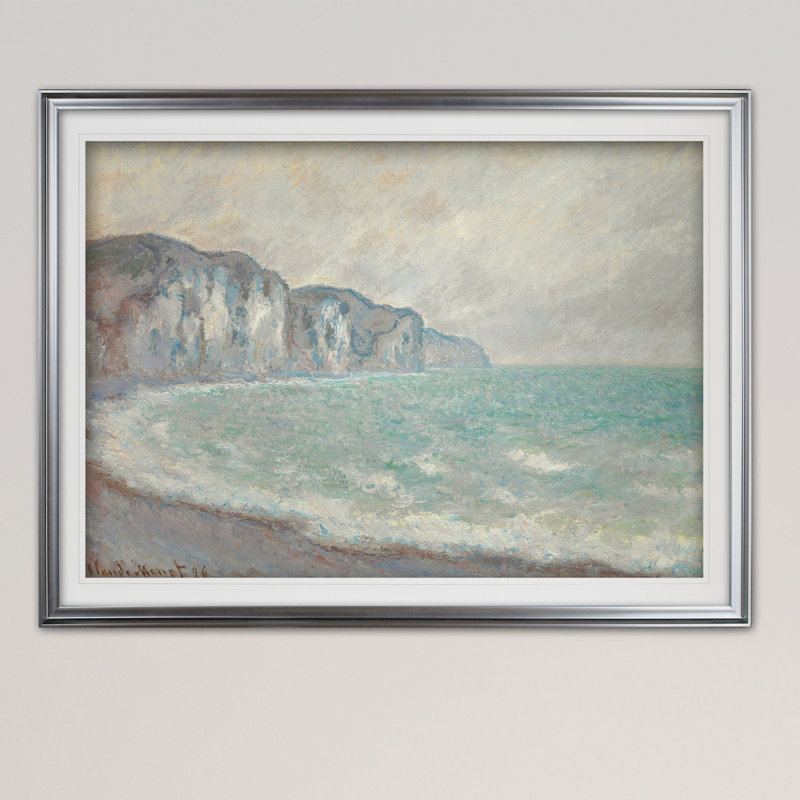 «Cliff at Pourville» par Claude Monet, reproduction, H 20 po x l 24 po x P 1,5 po, Cadre noir