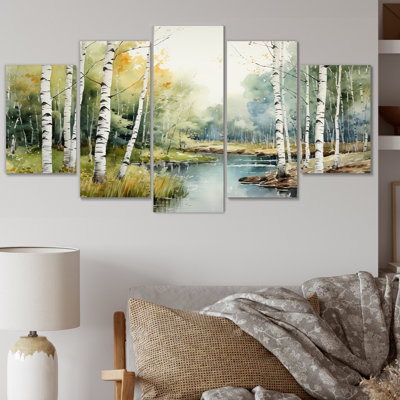 Ensemble de décoration murale en bois Birch Woods Silent Woods II - Tree Birch