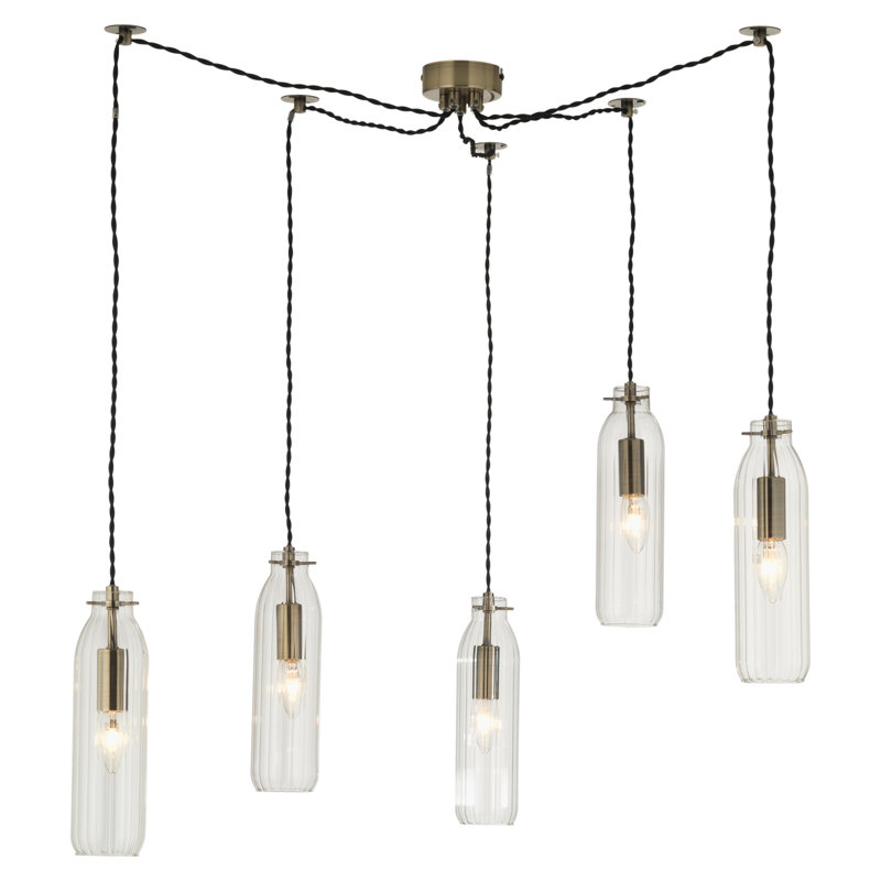 5 - Light Cluster Pendant, Antique Brass