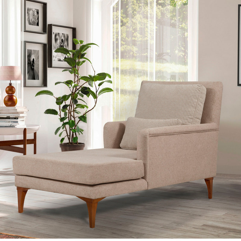 Chaise longue rembourrée Yaphank, 100 % polyester beige