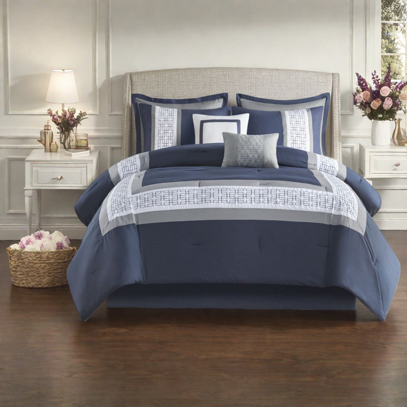 Piece Bedding Sets, Polyester Cal King, Embroidered Modern Home