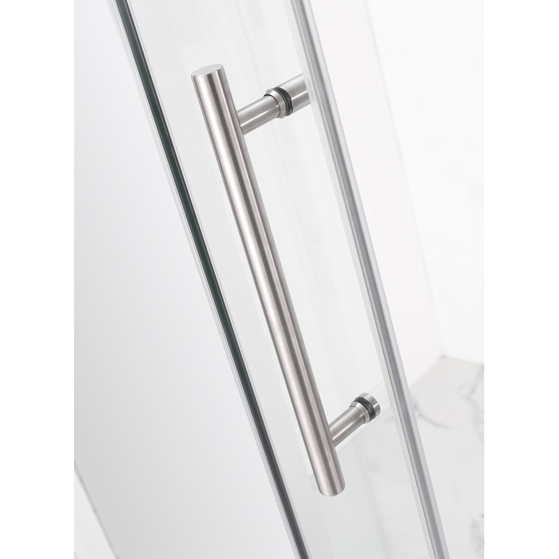 Coraline Frameless Sliding Shower Enclosure in Stainless Steel and Clear Glass