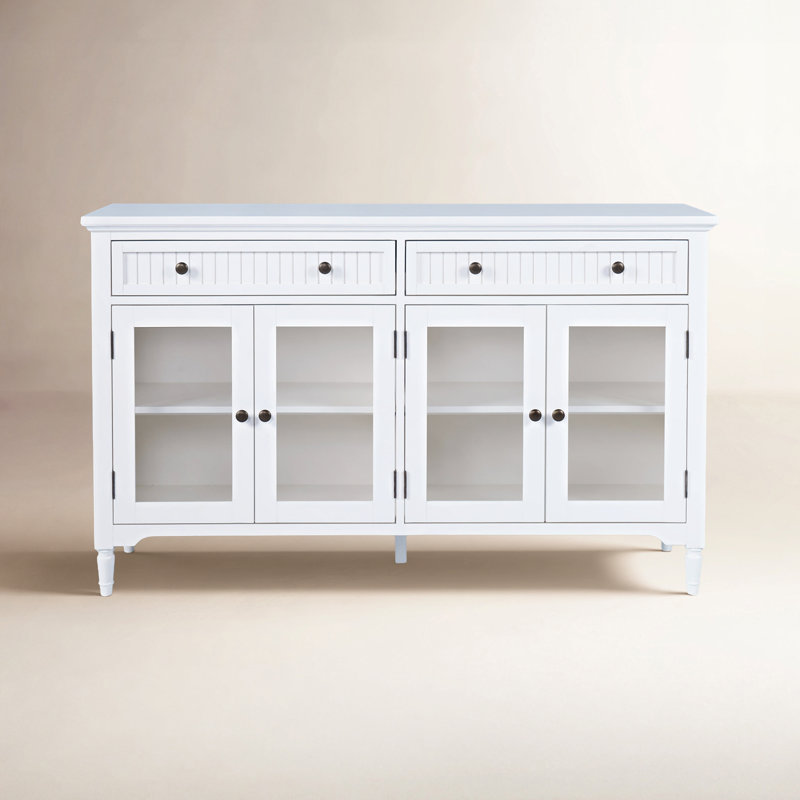 Alibi 58" Glass Door Accent Cabinet, White