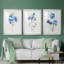 «Blue Blossom Botanical I», ensemble de 3 reproductions de cadres photo-566303042-566303053