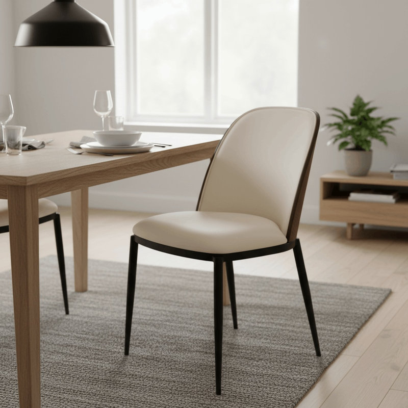 Chaise d'appoint Kelce, Cuir noyer / blanc
