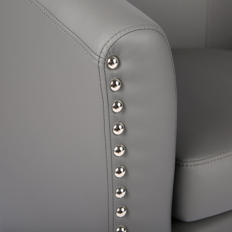 Faux Leather Barrel Chair, Grey
