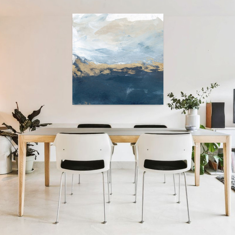 Art contemporain, paysage contemporain abstrait minimaliste, océan, H 36 po x l 36 po