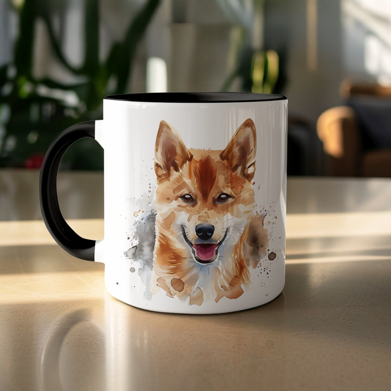Beautiful Basenji Watercolor Dog Art 11oz Coffee Mug, 2