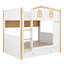 Lit superposé avec garde-corps en forme de maison et lit gigogne, lit superposé en bois avec tablettes de rangement-485413966