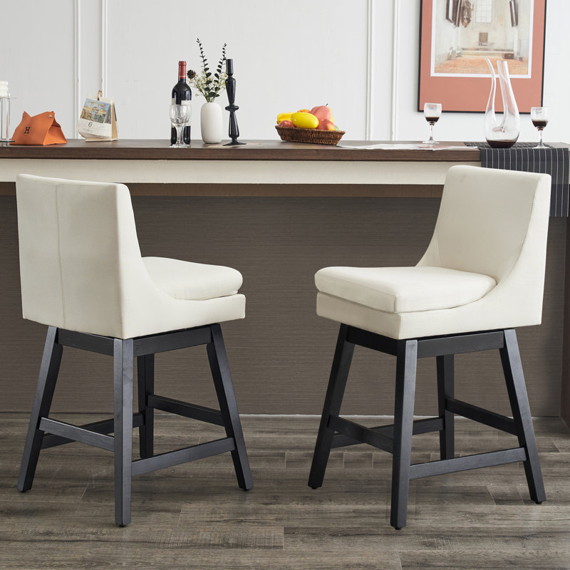 Tabouret de comptoir 26 po Ljubov Ruddell, Blanc, crème